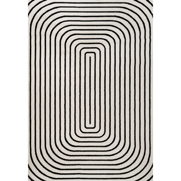 Freya High-Low Modern Scandinavian Arch Stripe Monotone Indoor/Outdoor Area Rug